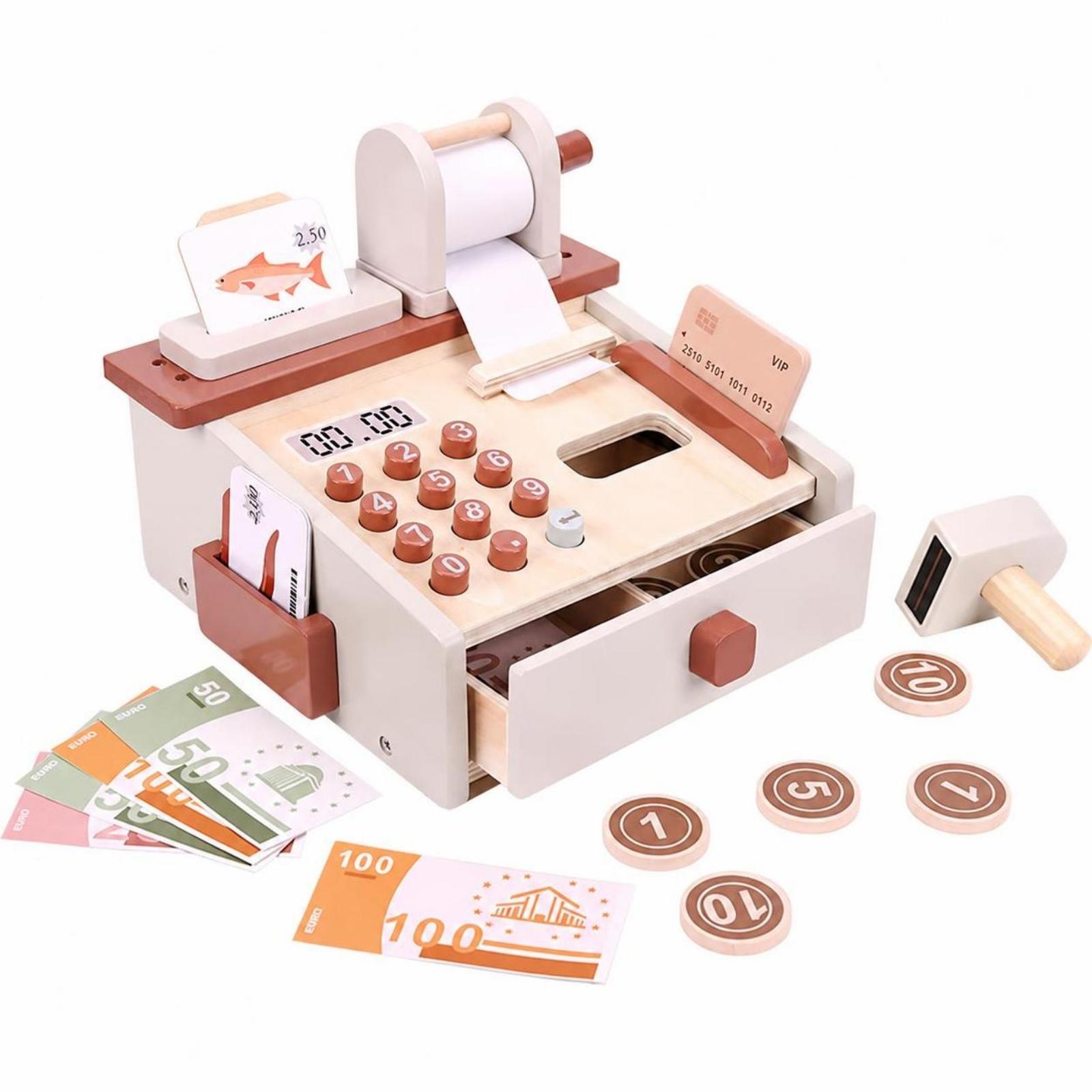 Toy Cash Register - Caja Registradora de Madera para Niños,